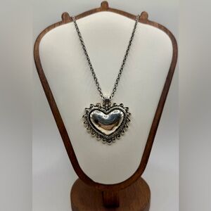 Ornate Silver Heart Necklace Romantic Statement Valentine’s Day Gift